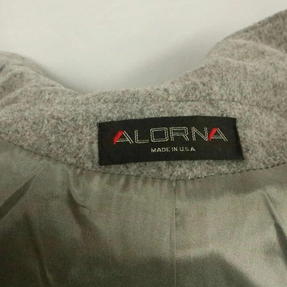 VTG ALORNA Gray Wool 3-Button Long Coat Sz LG - Picture 6 of 6